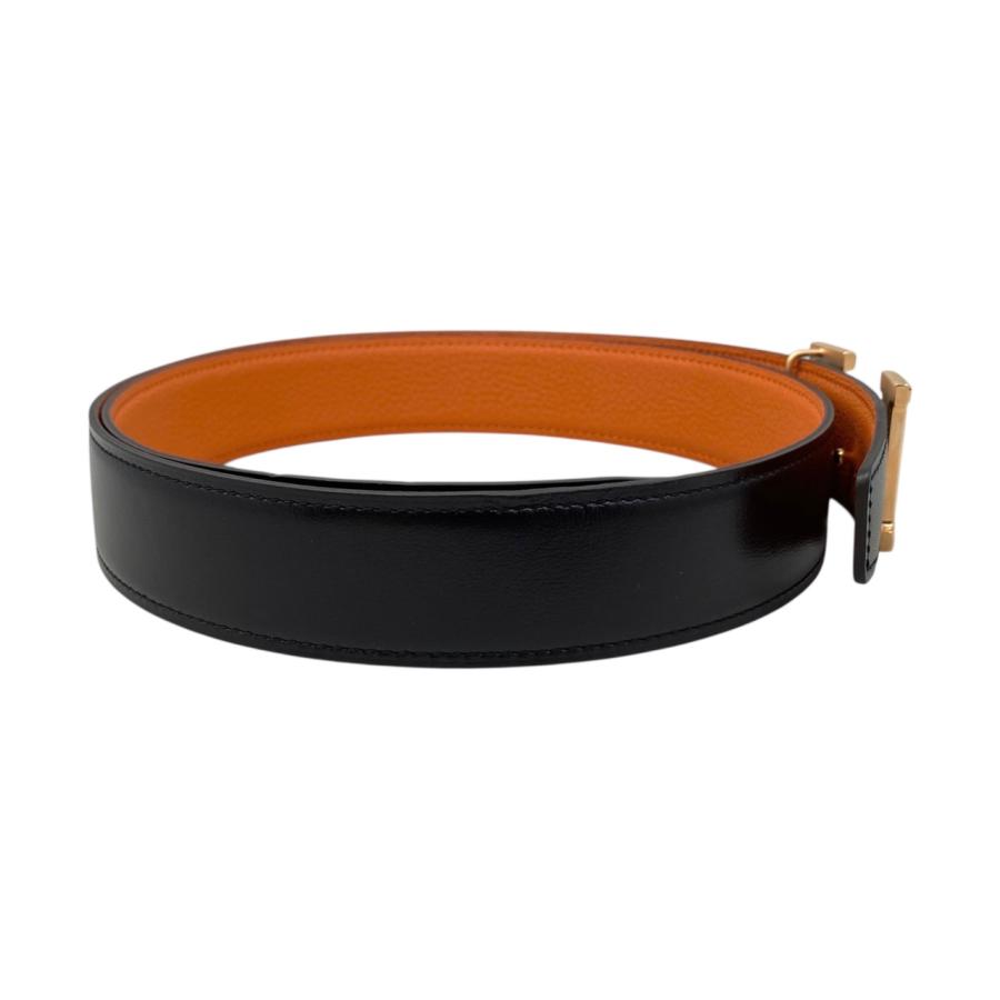 HERMES オレンジ レザー ベルト Hバックル HERMES エルメス ベルト メンズ ブランド H バックル