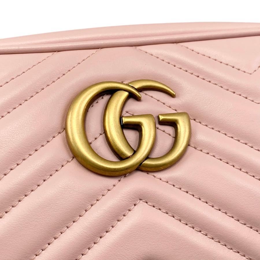 GUCCI グッチ　ピンク ショルダーバッグ ゴールドロゴ GUCCI グッチ ショルダーバッグ GGマーモント スモール カメラ