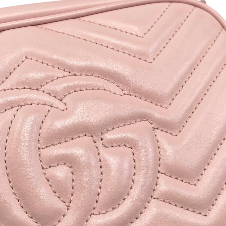 GUCCI グッチ GGマーモント ピンク ゴールド金具 レザー 447632 ショルダーバッグ ポシェット レディース 601399 【中古】 GUCCI（グッチ） ショルダーバッグ GGマーモント スモール カメラ