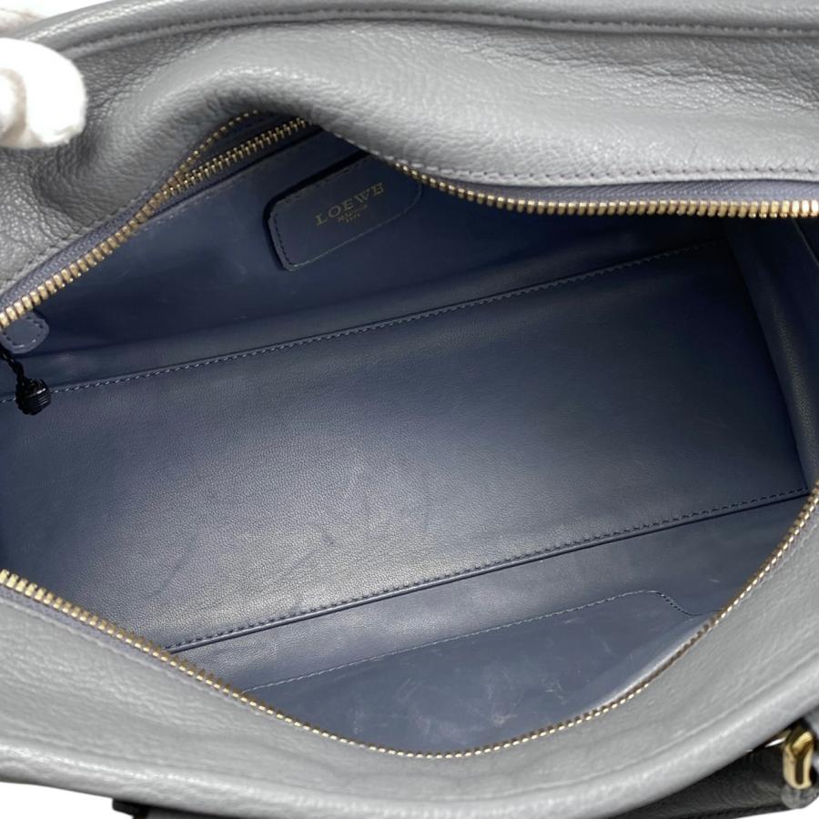 LOEWE アマソナ　ブルーグレー レザー ハンドバッグ ゴールド金具 LOEWE アマソナ ブルーグレー レザー ハンドバッグ ゴールド金具