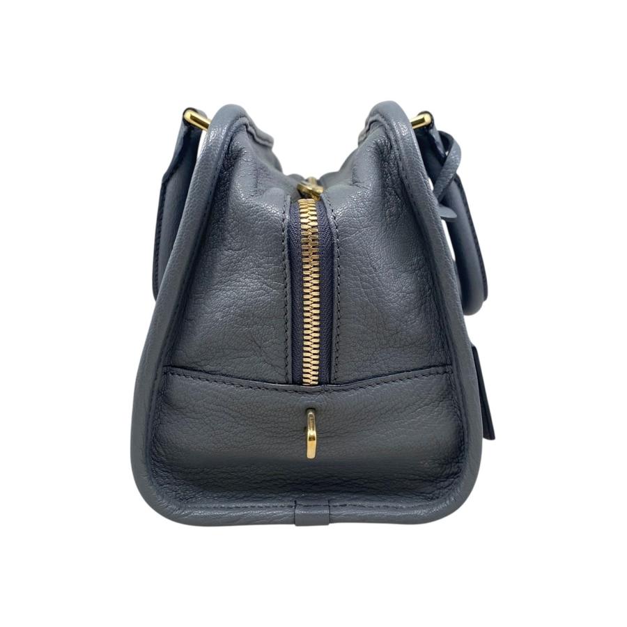 LOEWE アマソナ　ブルーグレー レザー ハンドバッグ ゴールド金具 LOEWE ロエベ ハンドバッグ アマソナ28 アナグラム レザー