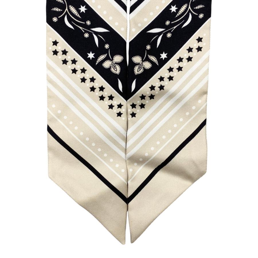 美品 エルメス ツイリー アマゾンの祭典 ブラック ベージュ クリーム系 シルク coeuriche777_14200