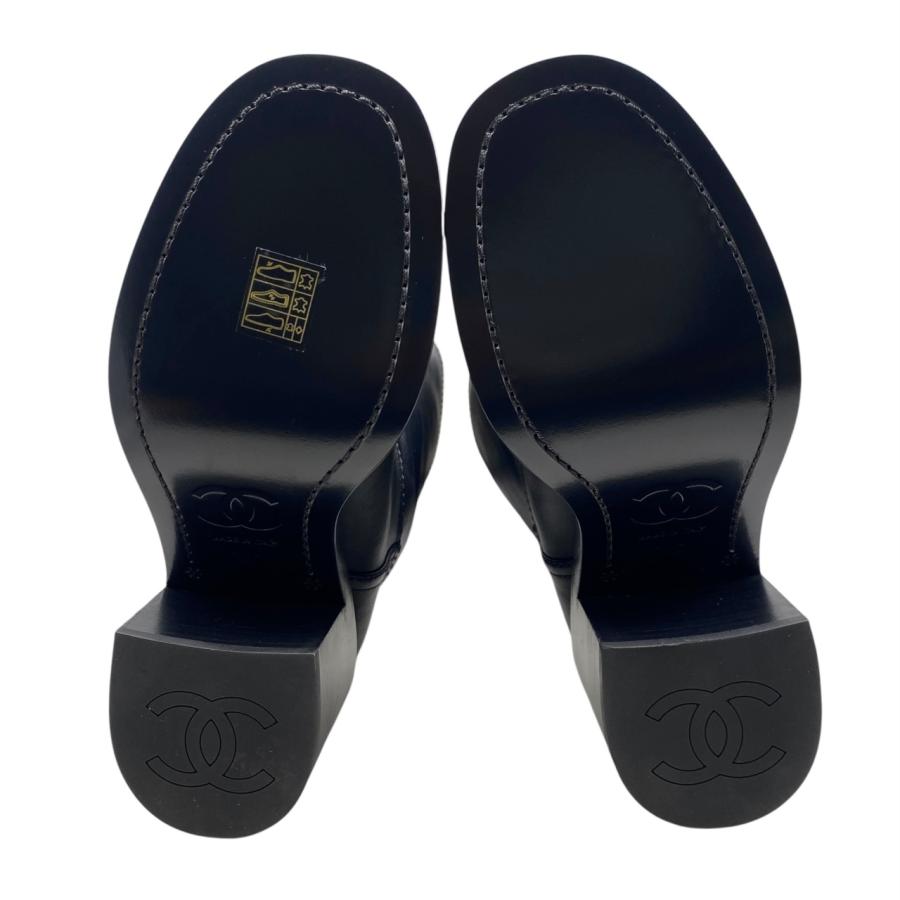 Chanel 黒 ロングブーツ 高ヒール、サイス　37 C。 CHANEL】シャネル『ココマーク チェーン レザー ロングブーツ size37C