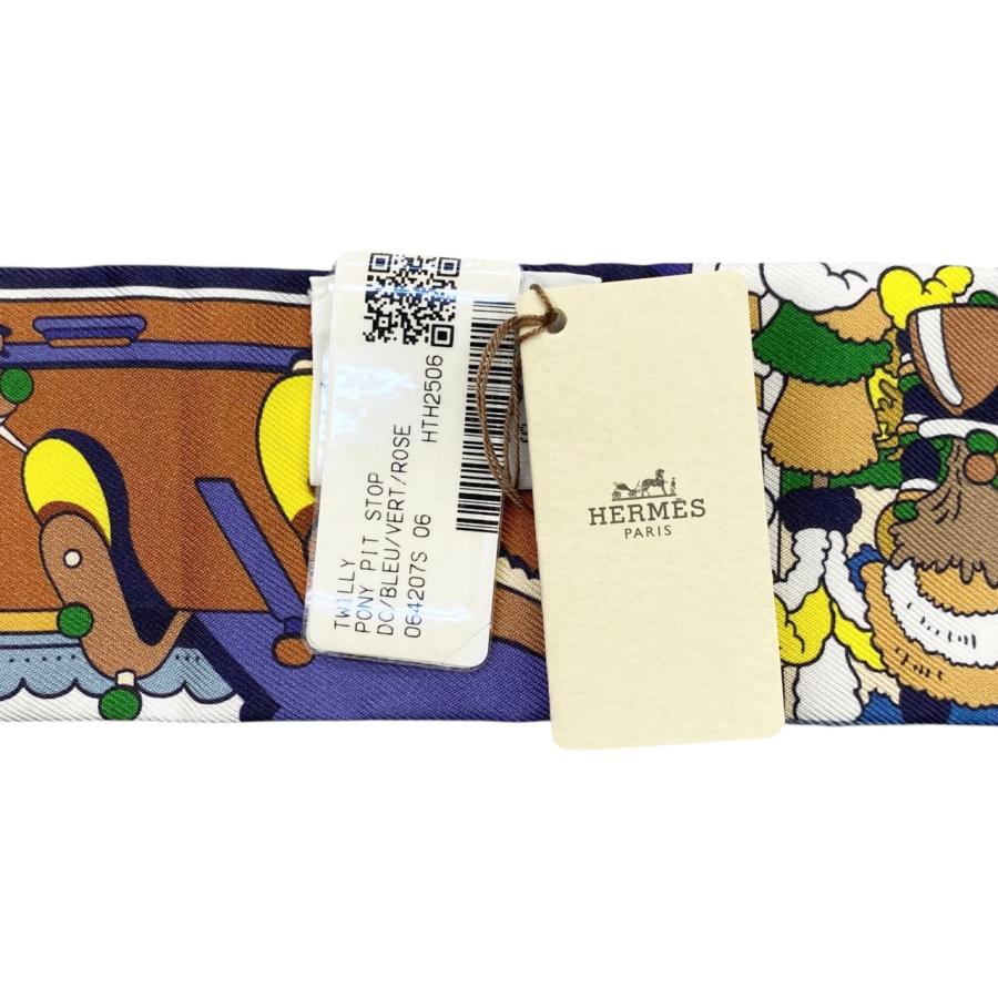 HERMES エルメス シルクスカーフ ツイリー ポニー・ピット・ストップ 