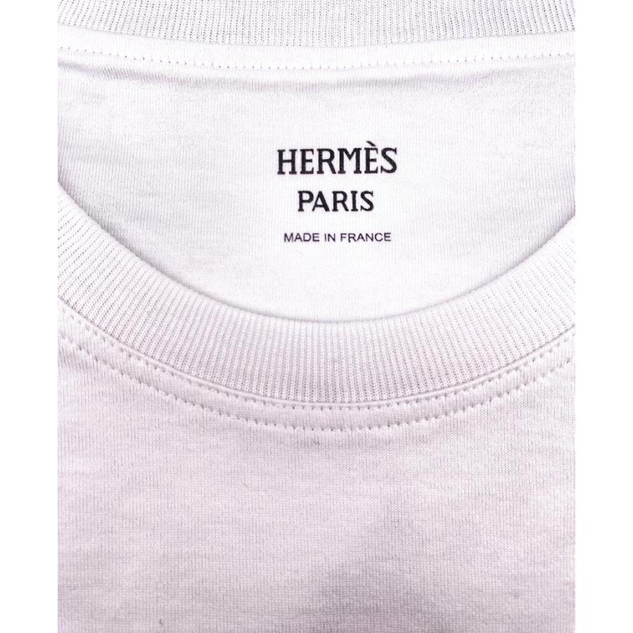 HERMES エルメス Tシャツ 刺繍入りポケット ホワイト コットン