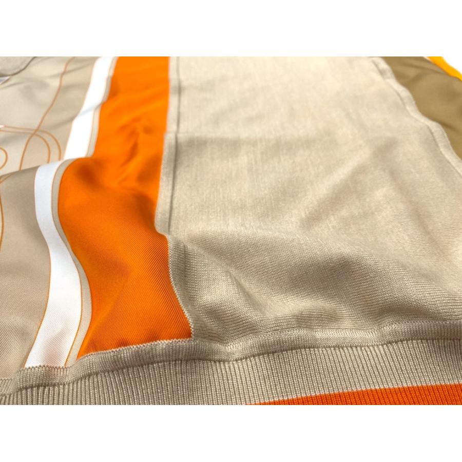 美品☆HERMES エルメス カシミヤ100％ フレンチスリーブ ニット トップス ベージュ レッド 36 イギリス製 レディース 美品☆HERMES エルメス カシミヤ100％ フレンチスリーブ ニット