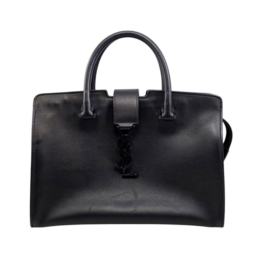 SAINT LAURENT ブラックレザーベイビーカバス ハンドバッグ YSL