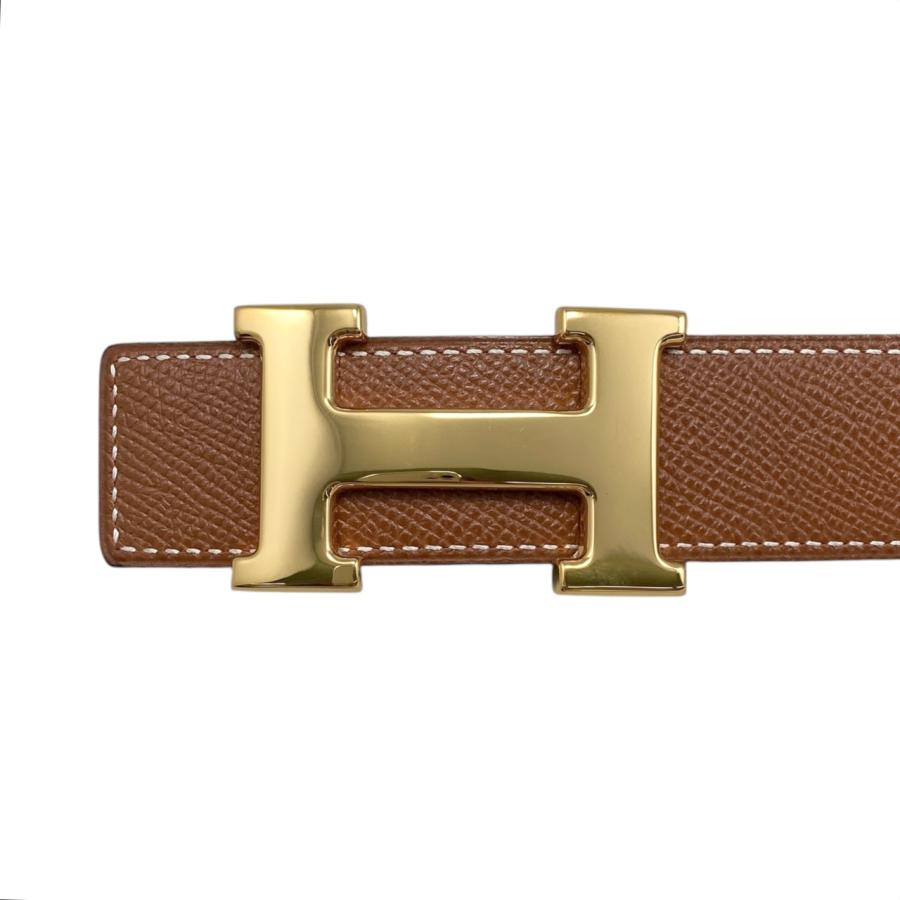 リラッたか　　HERMESエルメス　ブラウン　レザー ベルト ゴールド HERMES エルメス ベルト リバーシブル バックル ○Z刻印 レザー Hロゴ