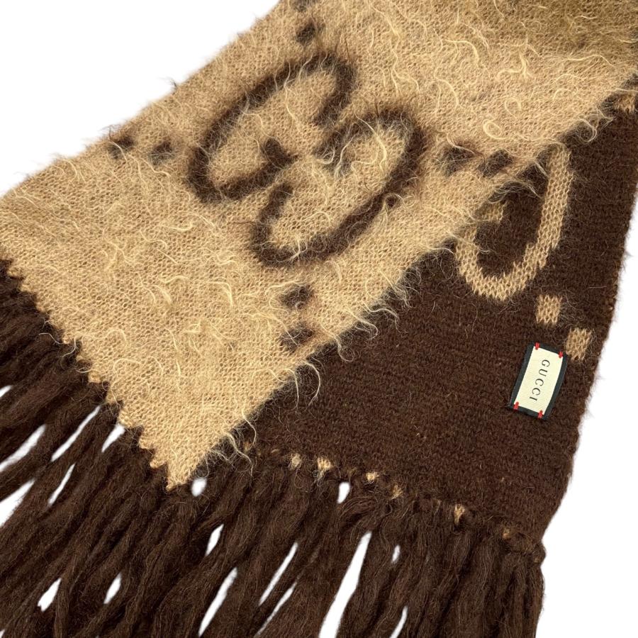 GUCCI GGロゴマフラー ベージュ ブラウン GUCCI GGロゴマフラー ベージュ/ブラウン - メルカリ