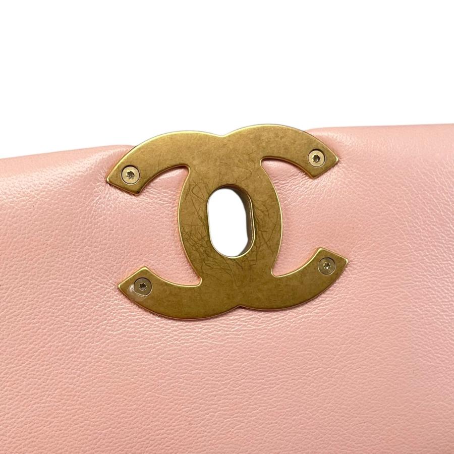 美品 AS1160 19シャイニーラムスキン ショルダー ハンドバッグ ピンク CHANEL（シャネル） 【超美品】シャネル CHANEL19 チェーンショルダー