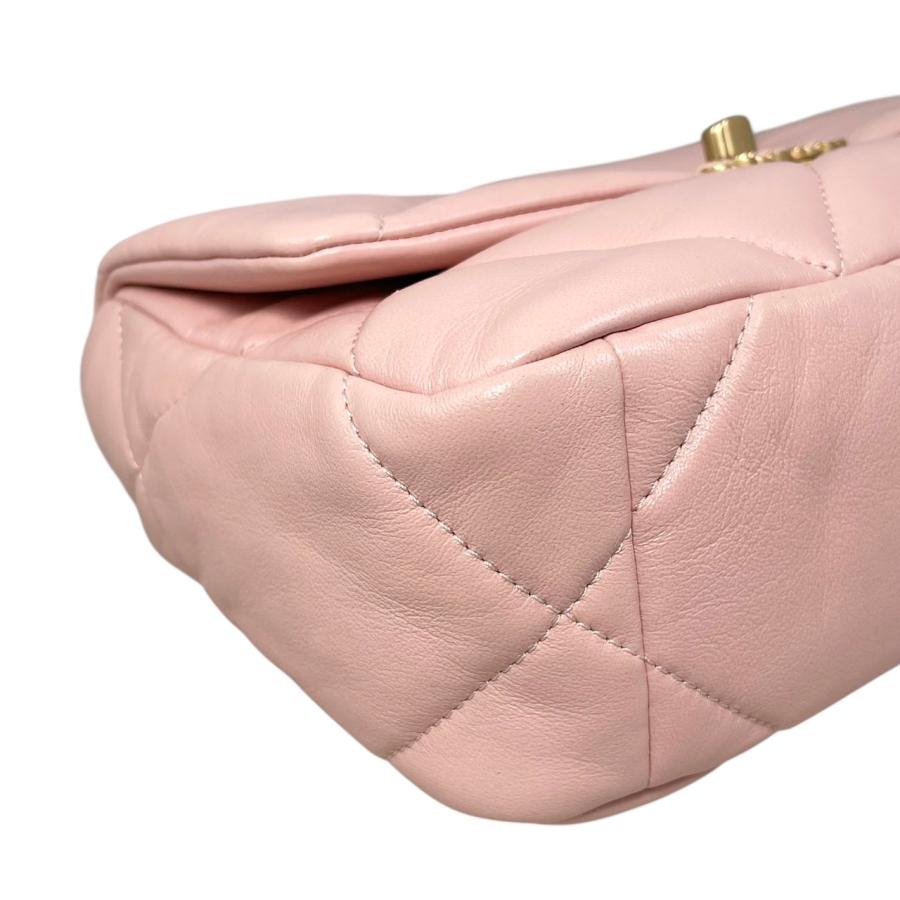 美品 AS1160 19シャイニーラムスキン ショルダー ハンドバッグ ピンク CHANEL（シャネル） 【超美品】シャネル CHANEL19 チェーンショルダー