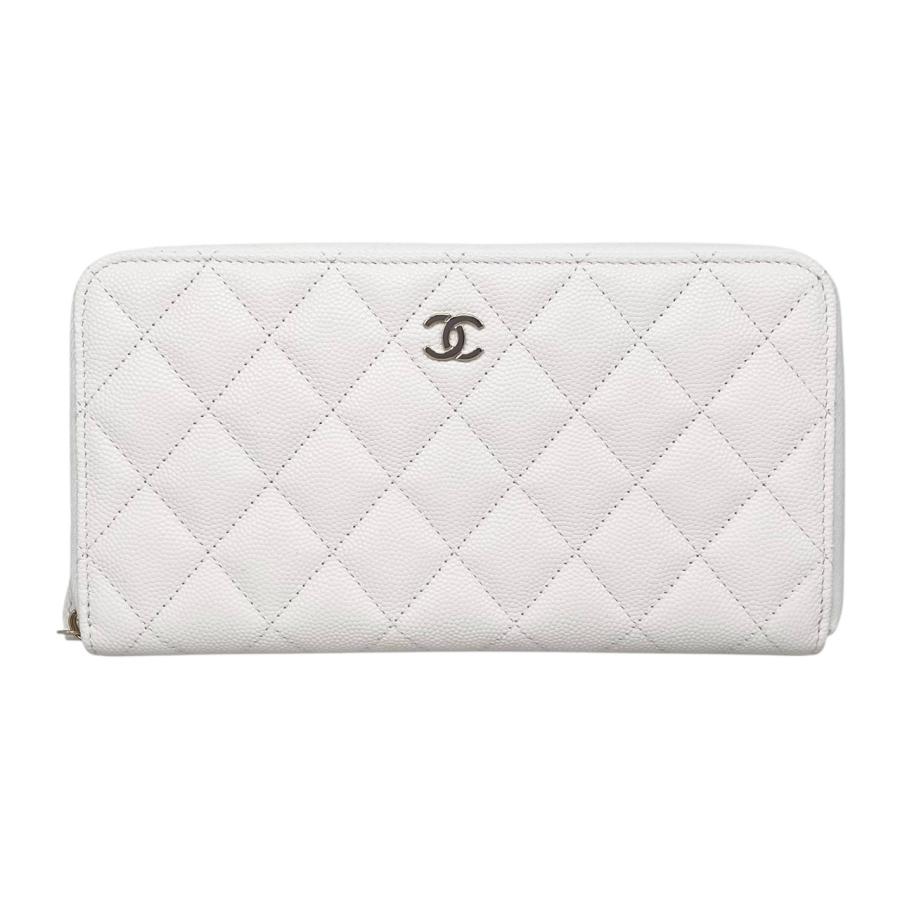 シャネル マトラッセ キャビアスキン ロングウォレット ホワイト AP0242 CHANEL（シャネル） 長財布 クラシック ロングジップウォレット AP0242
