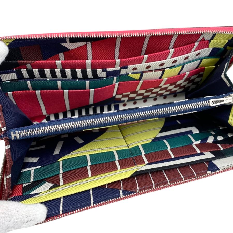 美品 エルメス アザップ ロング シルクイン X刻印 ピンク系 長財布 エルメス アザップ ロング シルクイン X刻印 ピンク系 長財布 HERMES