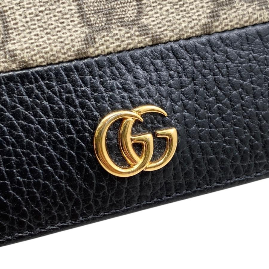 グッチ ダブルG バイカラーカードケースウォレット 658610 GGスプリーム ブラック 二つ折り財布 折りたたみ財布 GG柄 黒 中古 送料無料 GUCCI（グッチ） 2つ折り財布 ダブルG カードケース ウォレット 658610