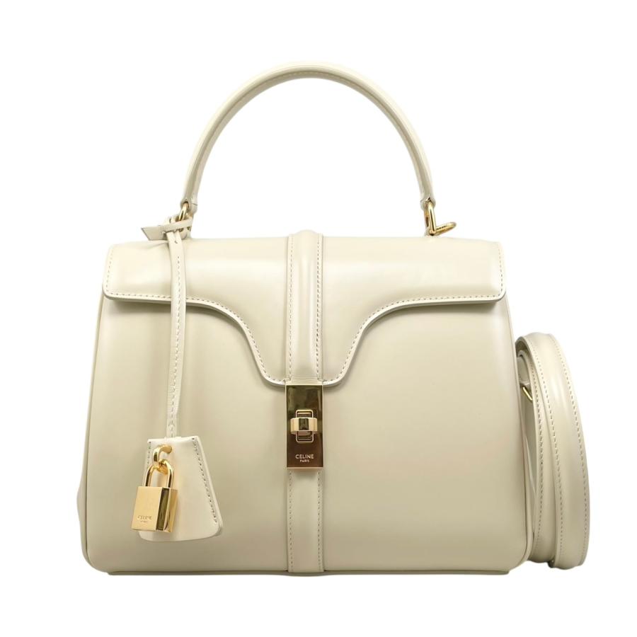 Vintage セリーヌ CELINE バッグ ショルダーバッグ ゴールド金具 カーフレザー カバン レディース アイボリー CELINE - 美品 Vintage セリーヌ CELINE バッグ ショルダーバッグ