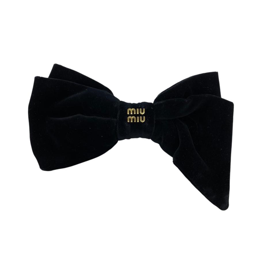 miu miu ブラック ヘアピン バレッタ miu miu（ミュウミュウ） バレッタ ヘアピン リボン ベロア ヘア