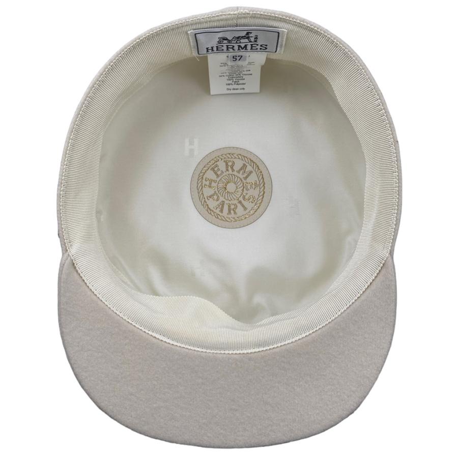 HERMES エルメス キャスケット 帽子 サイズ57 ホワイト系 保存袋付き 未使用