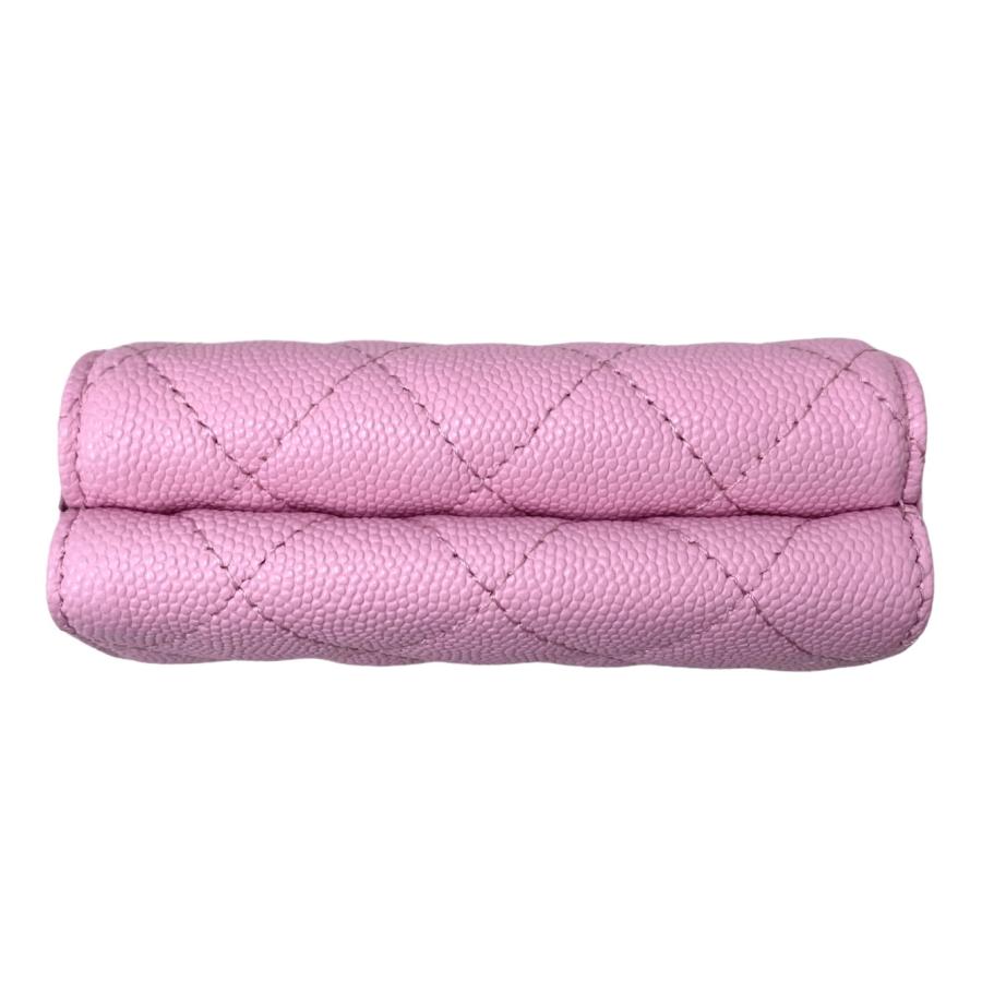 CHANEL 三つ折り財布 ピンク ココマーク ミディアムフラップ マトラッセル CHANEL （未使用 展示品）シャネル マトラッセ スモール