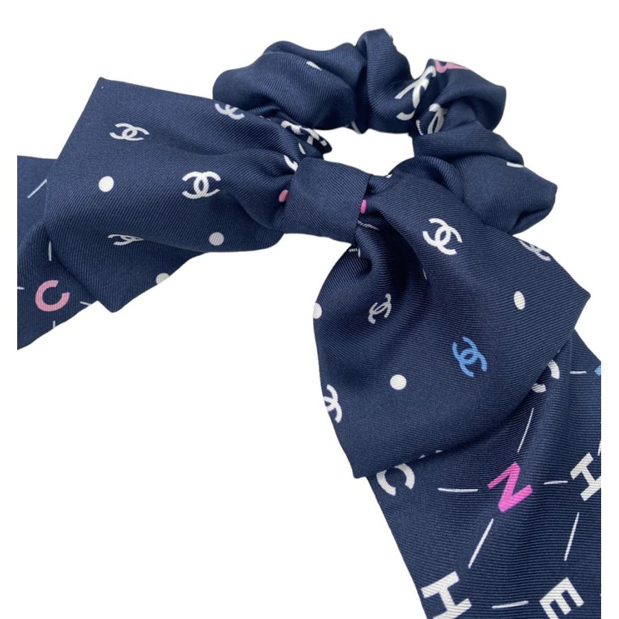 CHANEL シャネル シュシュ リボン シルク ネイビー 髪飾り ヘア CHANEL シャネル シュシュ リボン シルク ネイビー 髪飾り ヘア