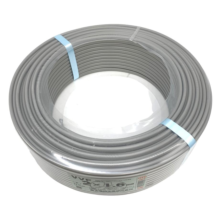 富士電線 vvf1.6-2c 2巻 200m 新品未使用 富士電線 VVF 1.6mm×2芯 100m巻（600V灰色） XF216N｜2*1.6