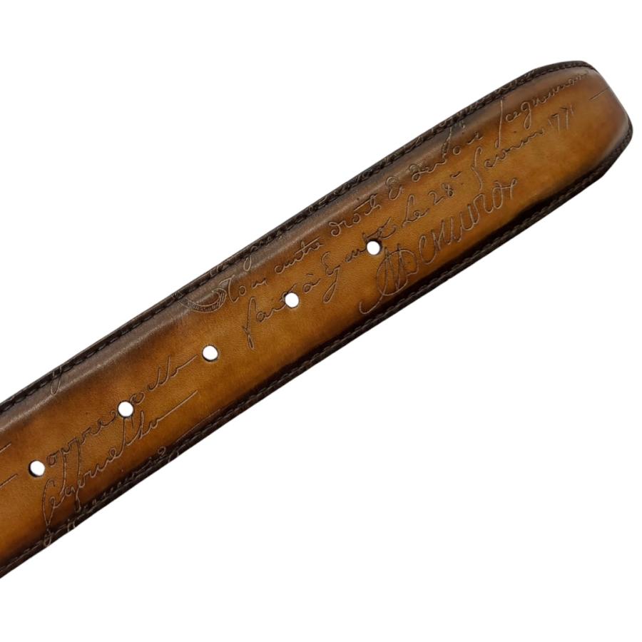 Berluti ベルルッティ レザー ベルト ブラウン シルバー金具