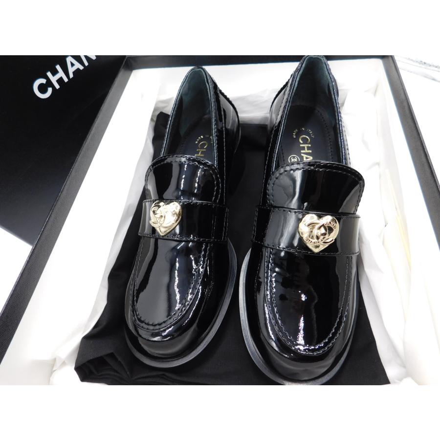 CHANEL シャネル ハートバックル ローファー シューズ 靴 ブラック