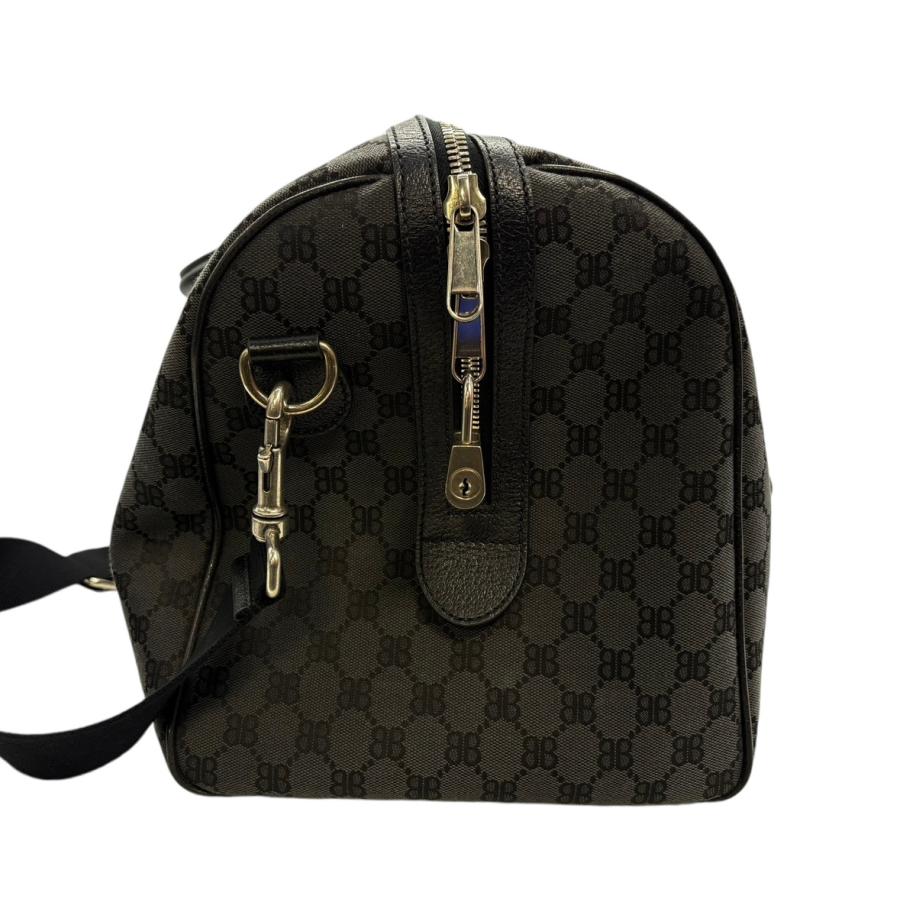 美品GUCCI 黒 レザー ボストンバッグ 大容量 GUCCI 黒レザー ボストンバッグ 金色ロゴ