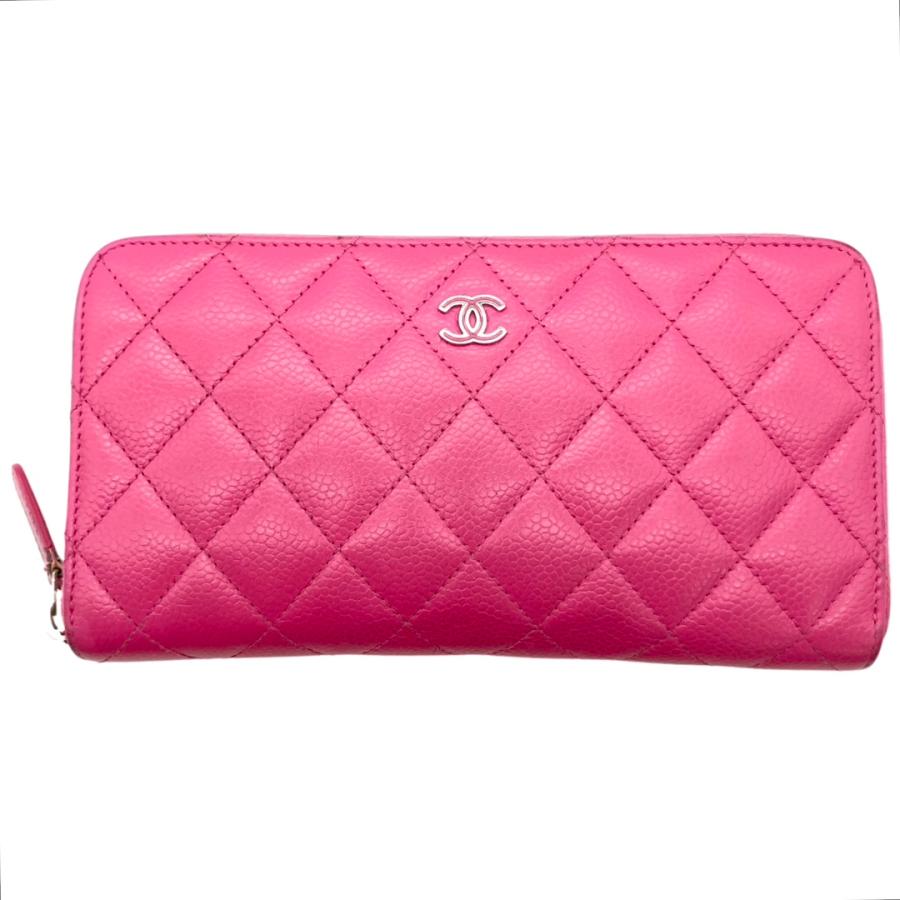CHANEL シャネル ラウンドファスナー長財布 マトラッセ キャビアスキン