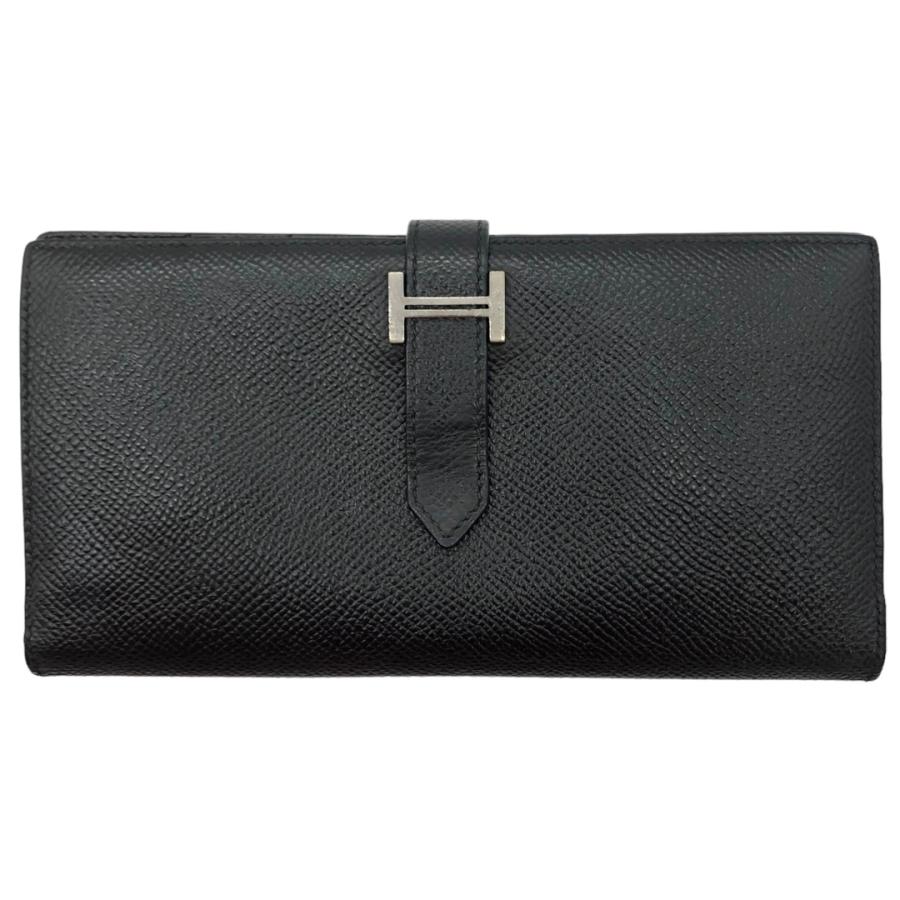 【最高級美品】エルメス ベアンスフレ ブラック シルバー金具 ２つ折り財布 HERMES エルメス 2つ折り長財布 ベアンスフレ Z刻印 ブラック