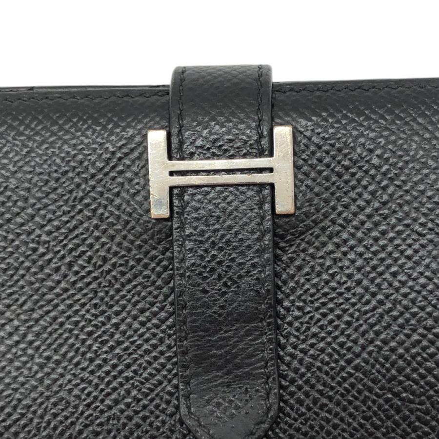 【最高級美品】エルメス ベアンスフレ ブラック シルバー金具 ２つ折り財布 HERMES エルメス 2つ折り長財布 ベアンスフレ Z刻印 ブラック