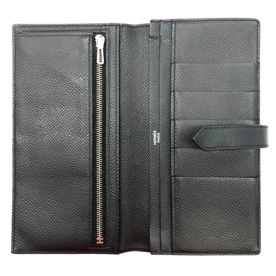 【美品】エルメス ベアンスフレ 長財布 オールブラック シルバー金具 エルメス ベアンスフレ ブラック ヴォーエプソン シルバー金具