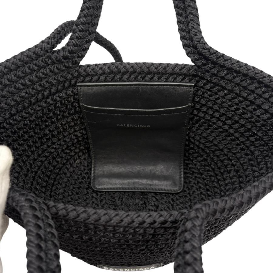 未使用級 タグ付き✨バレンシアガ イビザ ハンドバッグ 2way ロゴ 黒 バレンシアガ イビザ ミディアム ナイロン×レザー 2WAYハンドバッグ