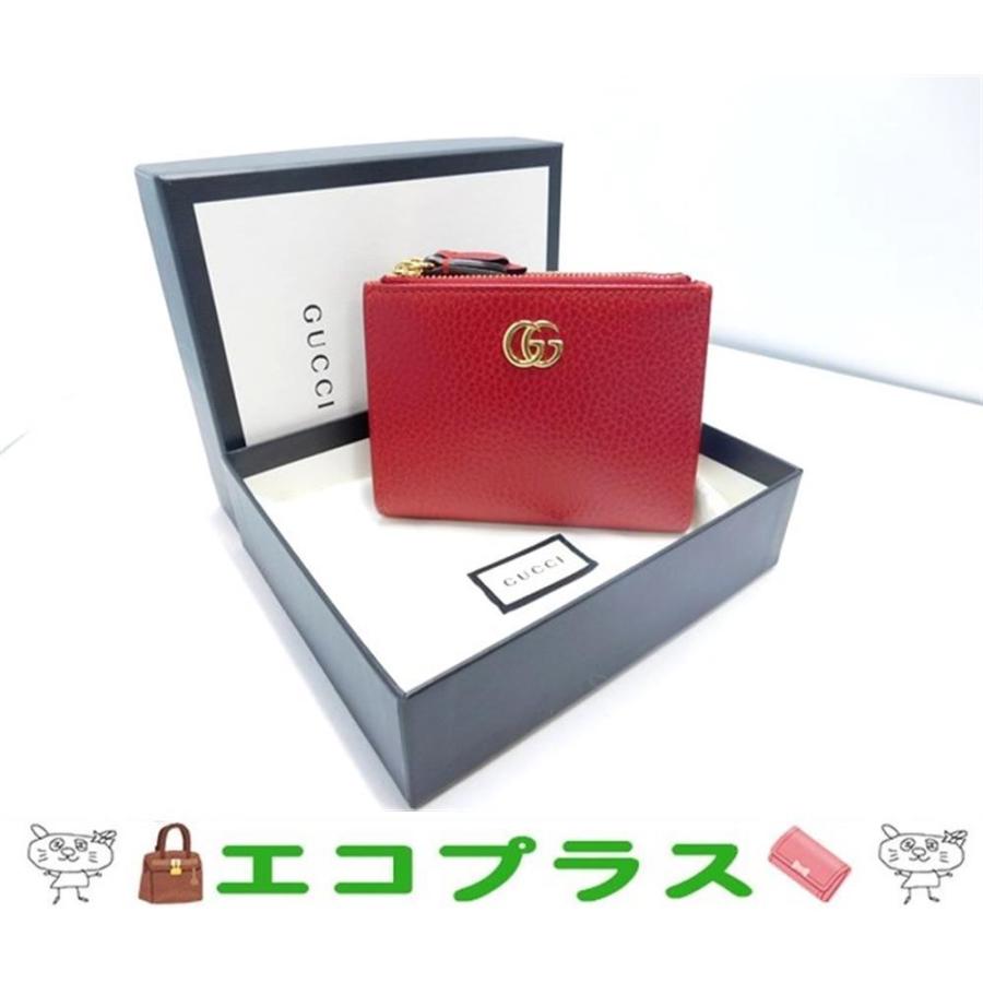 中古美品】GUCCI グッチ GGマーモント ミニウォレット レディース 二