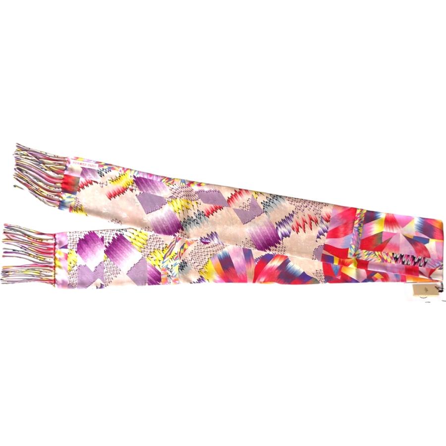 HERMES（エルメス） フリンジスリム マフラー マーブルシルク ピンク