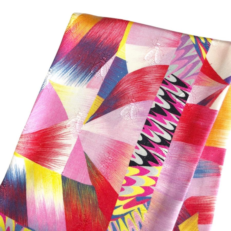 HERMES（エルメス） フリンジスリム マフラー マーブルシルク ピンク