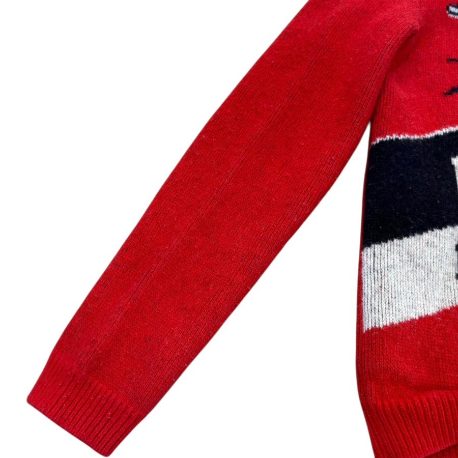 GUCCI 赤色 ニットジャケット 日本サイズML相当 極美品☆GUCCI グッチ 553505 ウール混 ロゴボタン付 GG総柄 ニット