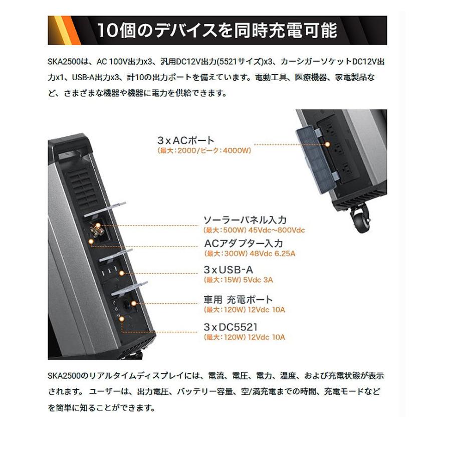 ポータブル電源 SUNGZU SKA2500 2500W 大容量786,000mAh 長寿命 ポータブル電源 SUNGZU SKA2500 2500W 大容量786,000mAh 長寿命