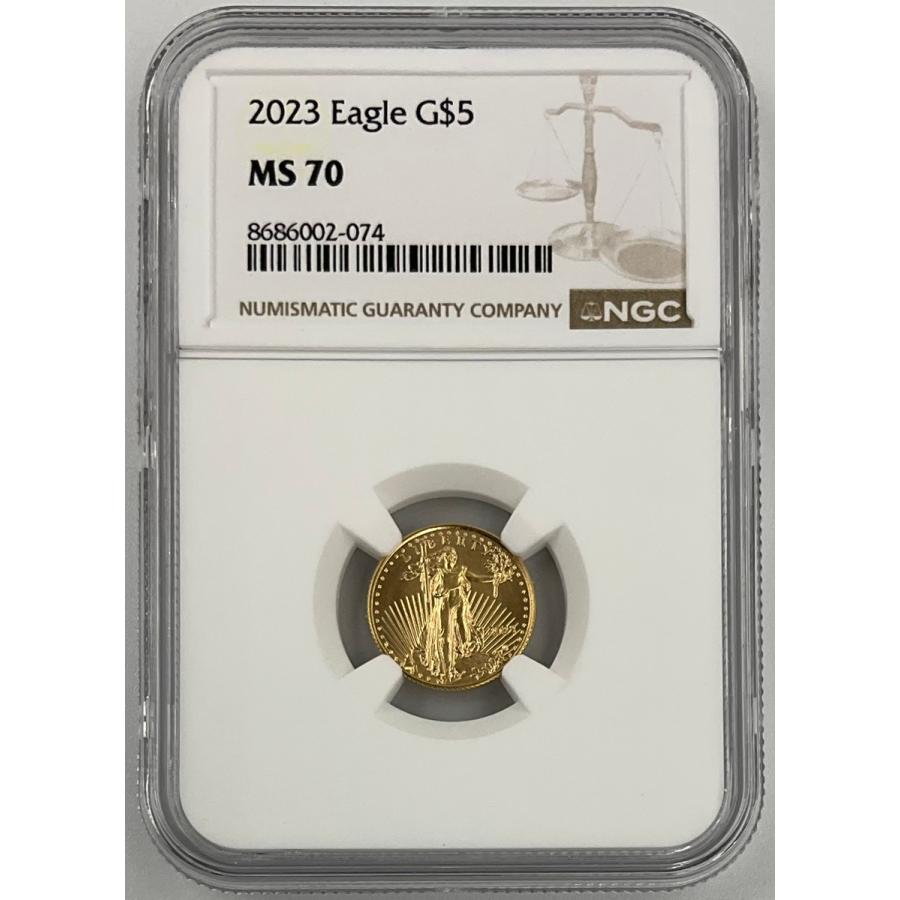 2023年 アメリカ イーグル 金貨 5ドル 1/10oz リバティ NGC社鑑定 MS70