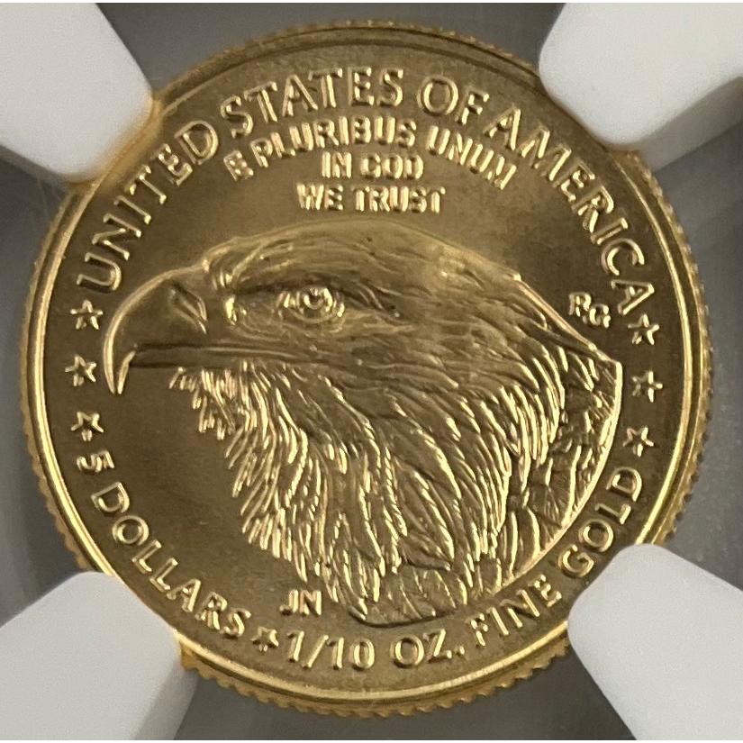 2024年 アメリカ イーグル 金貨 5ドル 1/10oz リバティ NGC社鑑定 MS70