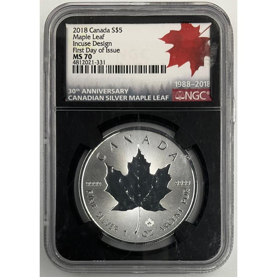 2018年 カナダ メイプルリーフ 1oz 5ドル 銀貨 エリザベス2世 NGC社