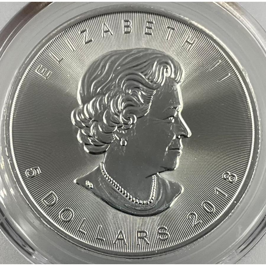2018年 カナダ メイプルリーフ 1oz 5ドル 銀貨 エリザベス2世 PCGS社