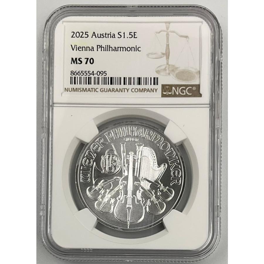 オーストリア 2025年　ウィーン 1,50ユーロ銀貨（1オンス） ④ 2025年 オーストリア ウィーンフィル 1.5ユーロ 1オンス 銀貨