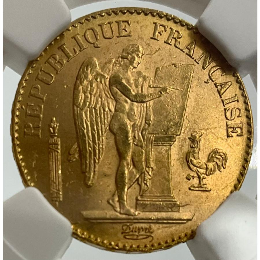 1895年 A フランス エンジェル 20フラン 金貨 天使と雄鶏 ラッキー