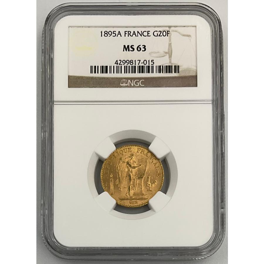 1895年 A フランス エンジェル 20フラン 金貨 天使と雄鶏 ラッキー