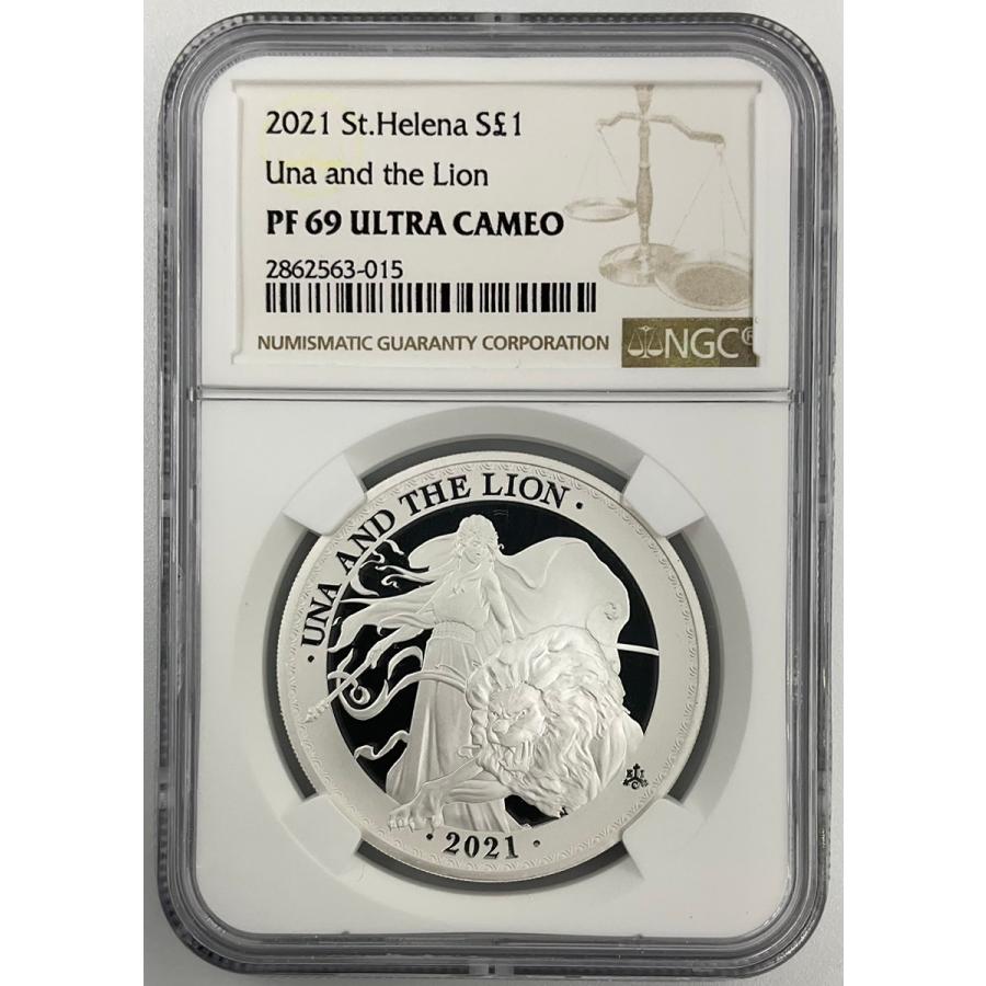 2021 セントヘレナ ウナ ライオン £1 プルーフ銀貨 PF69UC FR 2021年 イギリス ウナとライオン セントヘレナ 1ポンド 1oz 銀貨
