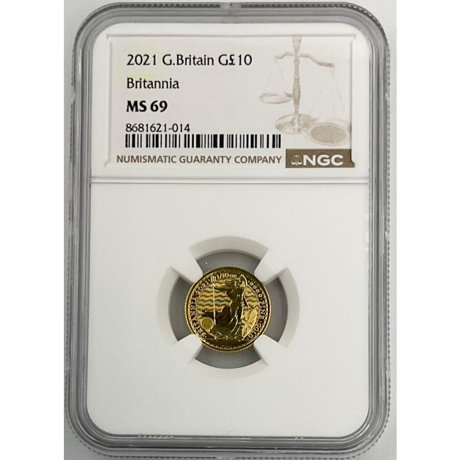 2021年 イギリス ブリタニア ロイヤルミント 1/10oz 10ポンド 金貨