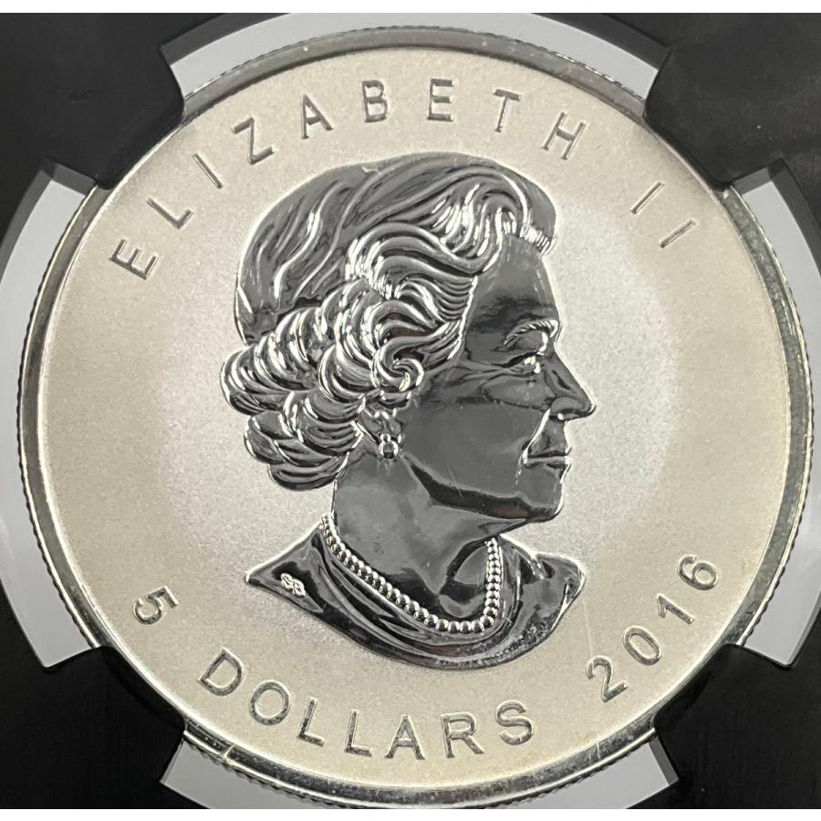 2016年 カナダ メイプルリーフ 1oz 5ドル 銀貨 エリザベス2世 NGC社