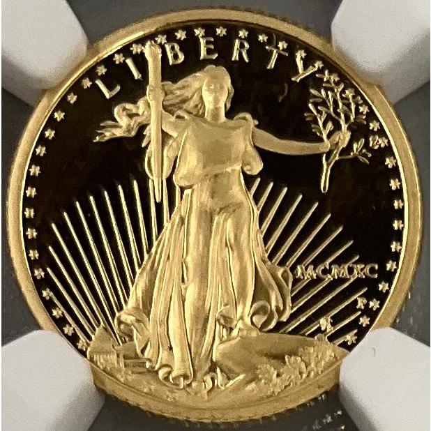 1990年 アメリカ イーグル 金貨 5ドル 1/10oz リバティ NGC社鑑定 PF69