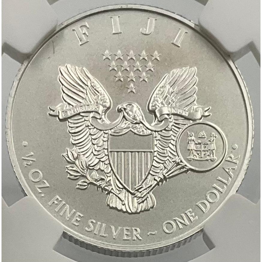 2023年 フィジー ウォーキング リバティ 1/2oz １ドル 銀貨 イーグル NGC社鑑定 MS70 アーリーリリース マーカンティ氏サインの画像