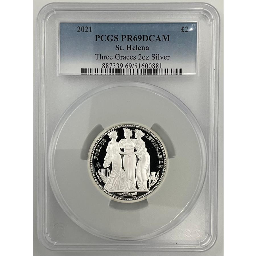 2021年 イギリス スリーグレイセス セントヘレナ 2ポンド 2oz 銀貨